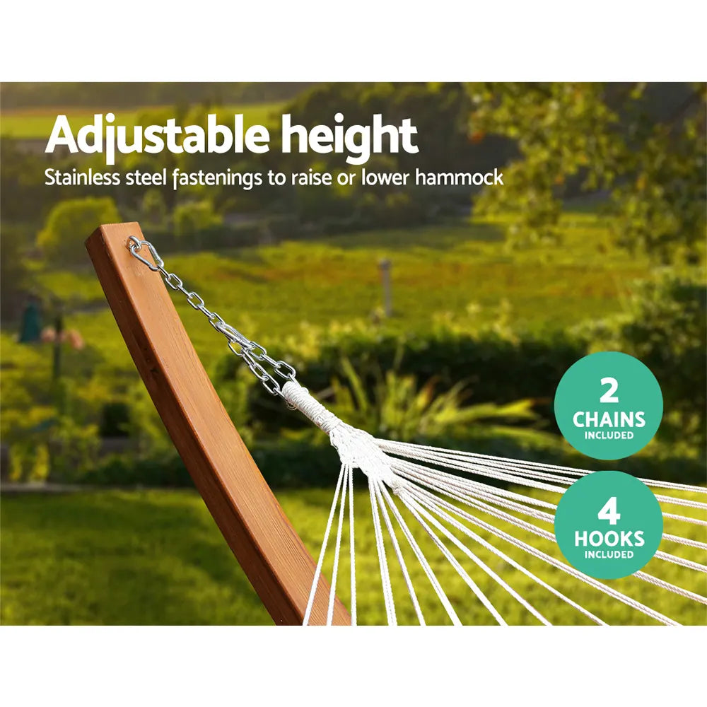 Gardeon Hammock Bed Outdoor Camping Garden Timber Hammock with Stand - Image 5