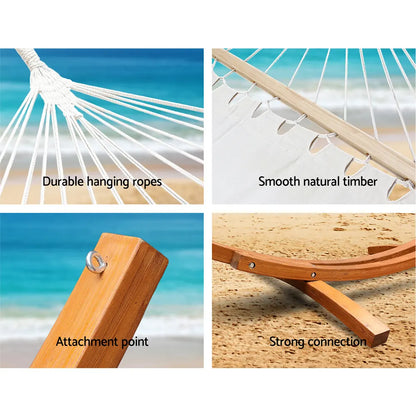 Gardeon Hammock Bed Outdoor Camping Garden Timber Hammock with Stand - Image 6