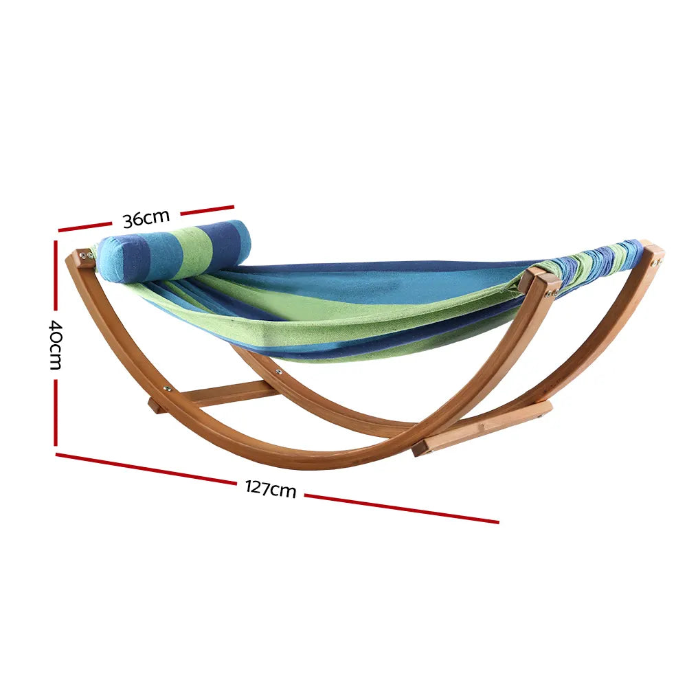 Gardeon Hammock Bed Outdoor Camping Kids Timber Hammock Rocking - Image 2