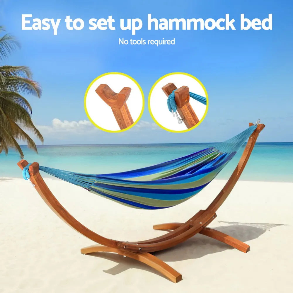 Gardeon Hammock Bed Stand Larch Wood 315cm Length - Image 5