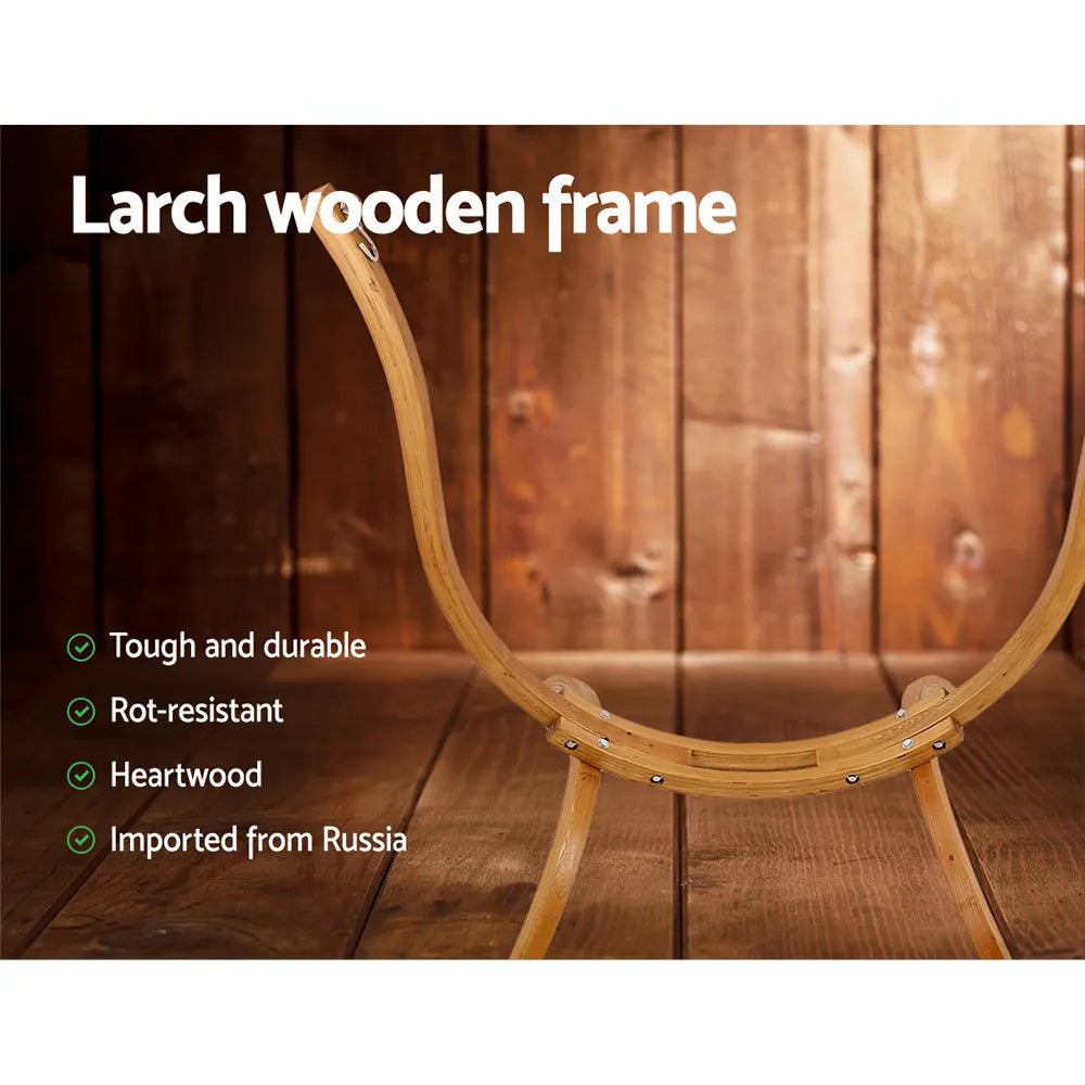 Gardeon Hammock Chair Timber Outdoor Furniture Camping with Wooden Stand - Image 4
