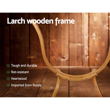 Gardeon Hammock Chair Timber Outdoor Furniture Camping with Wooden Stand - Image 4