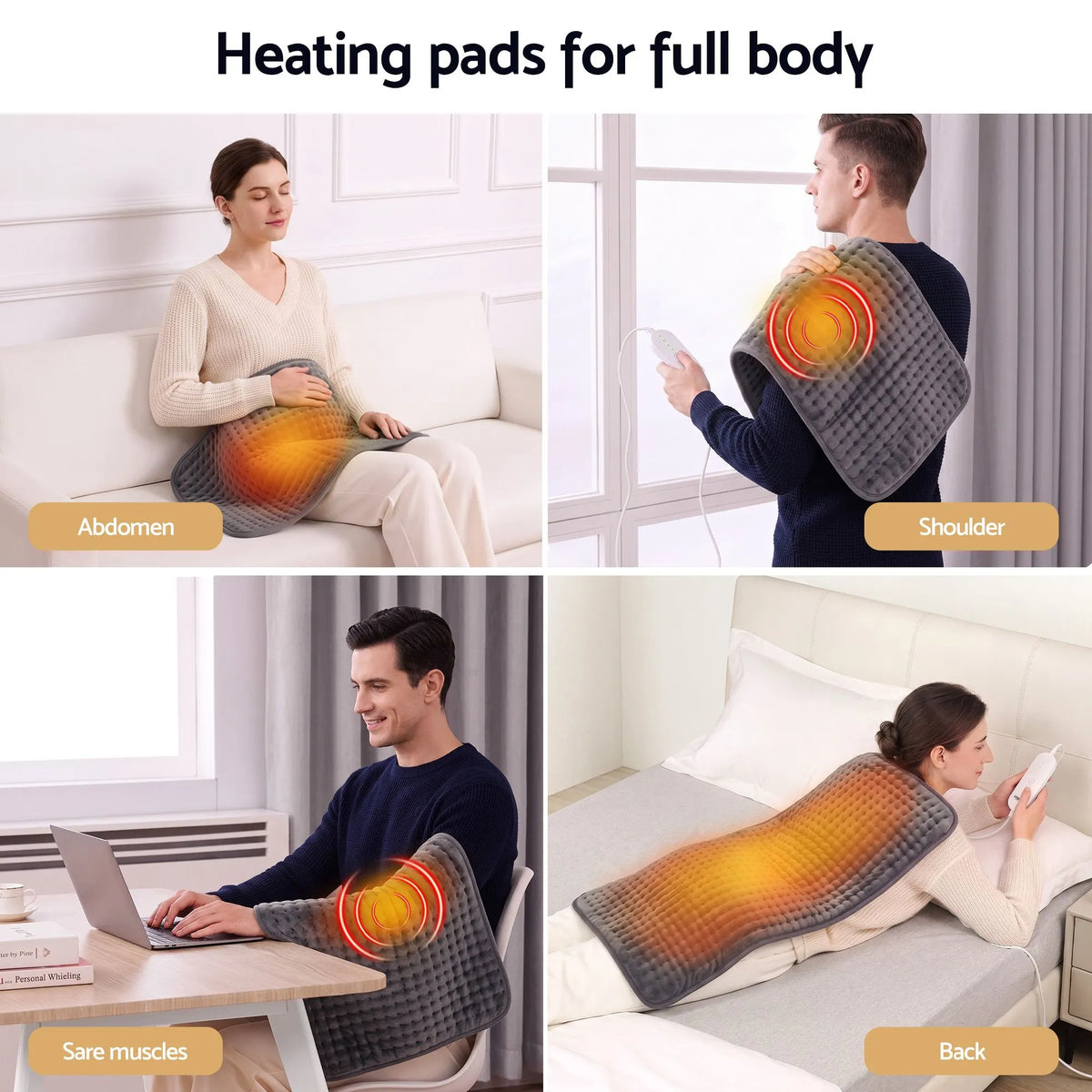Livemor Heating Pad for Back Neck Shoulder Knee Arms Legs 60x30cm 4 Heat Settings Gift for Women Men - Image 4