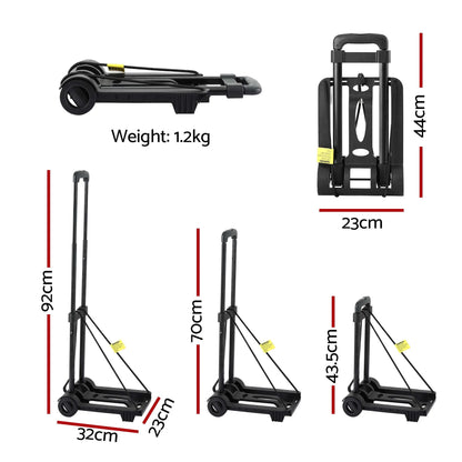 Giantz Folding Trolley Portable Hand Truck Lightweight Travel Luggage Black - Image 2