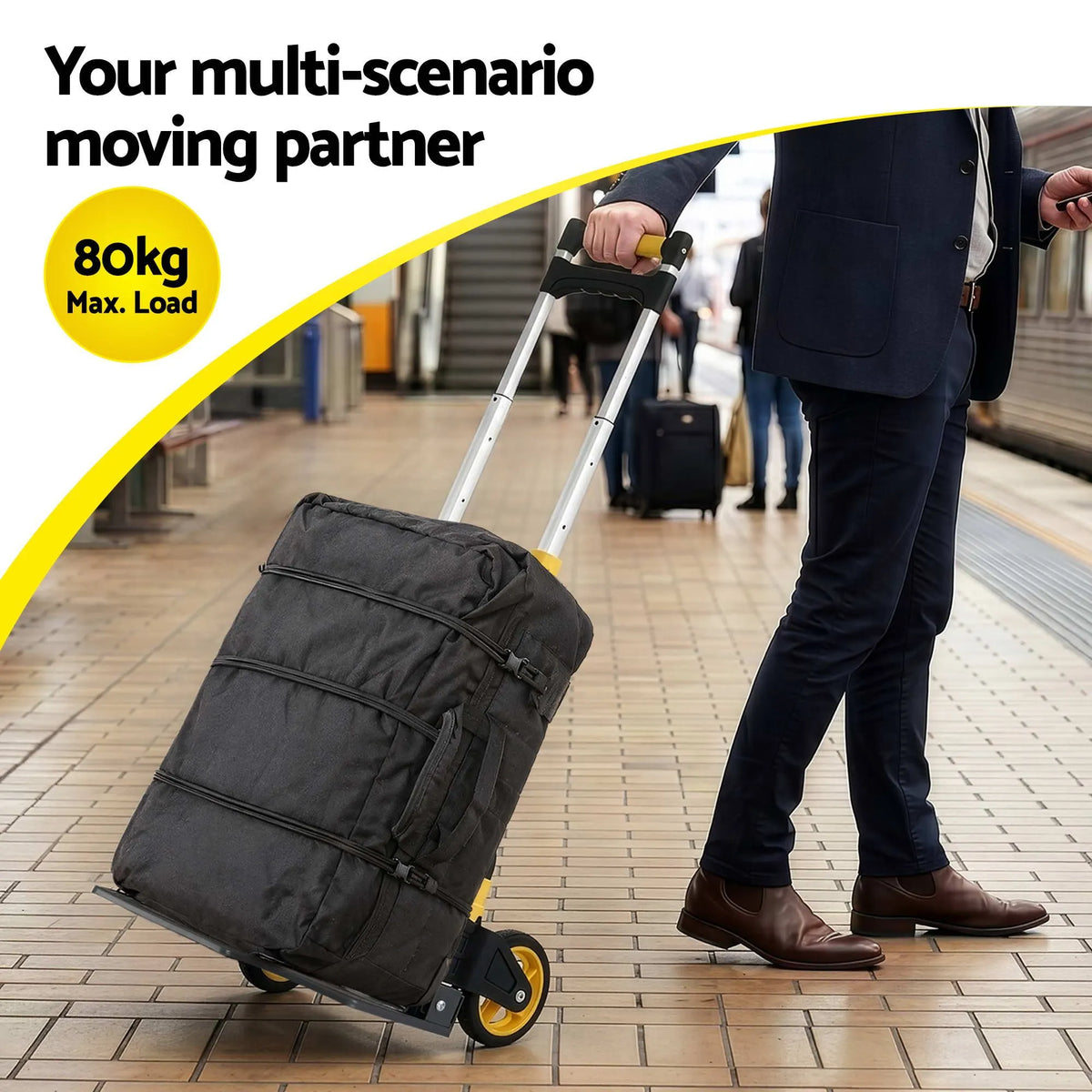 Giantz Folding Trolley Portable Hand Truck Lightweight Travel Luggage Silver - Image 5