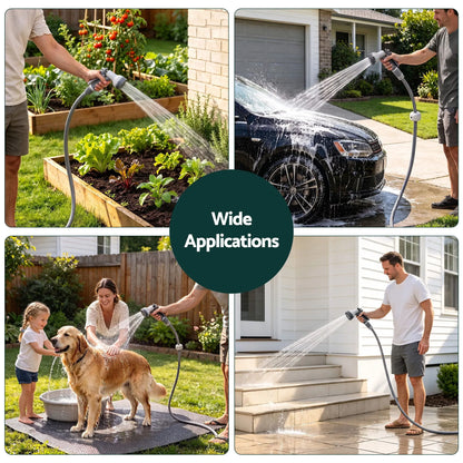 Green Fingers 30m Retractable Water Hose Reel, Wall Mounted Garden Hose 9-Pattern Nozzle - Image 9