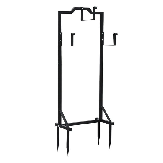 Green Fingers Garden Hose Holder Metal Portable Freestanding Hose Stand 4 Spikes Black