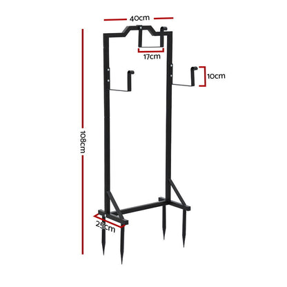 Green Fingers Garden Hose Holder Metal Portable Freestanding Hose Stand 4 Spikes Black - Image 2