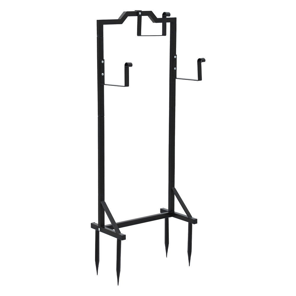 Green Fingers Garden Hose Holder Metal Portable Freestanding Hose Stand 4 Spikes Black - Image 3