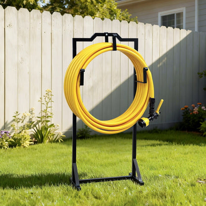 Green Fingers Garden Hose Holder Metal Portable Freestanding Hose Stand 4 Spikes Black - Image 7