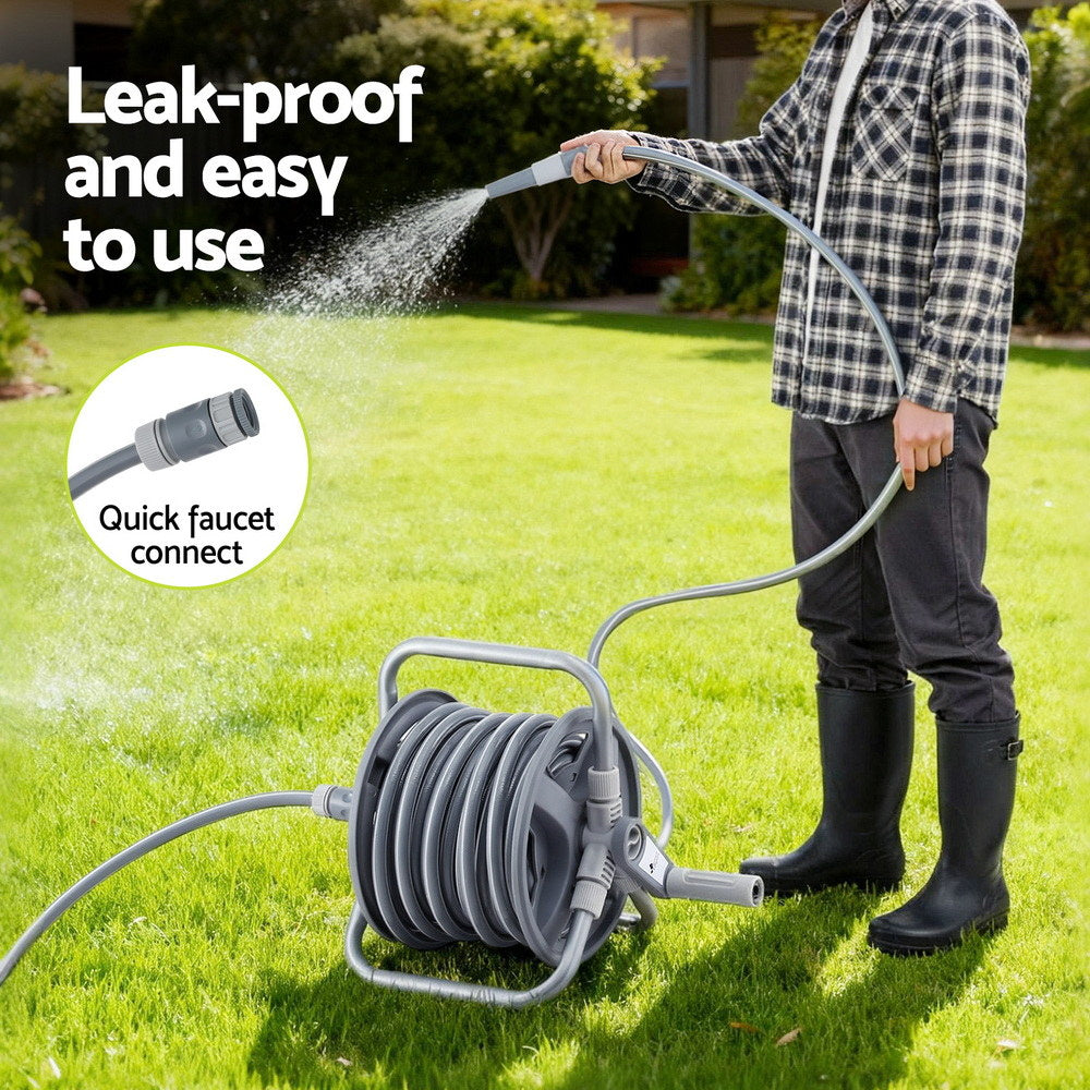 Green Fingers 20m Retractable Garden Hose Reel Heavy Duty 1/2" Hose Auto Rewind - Image 4