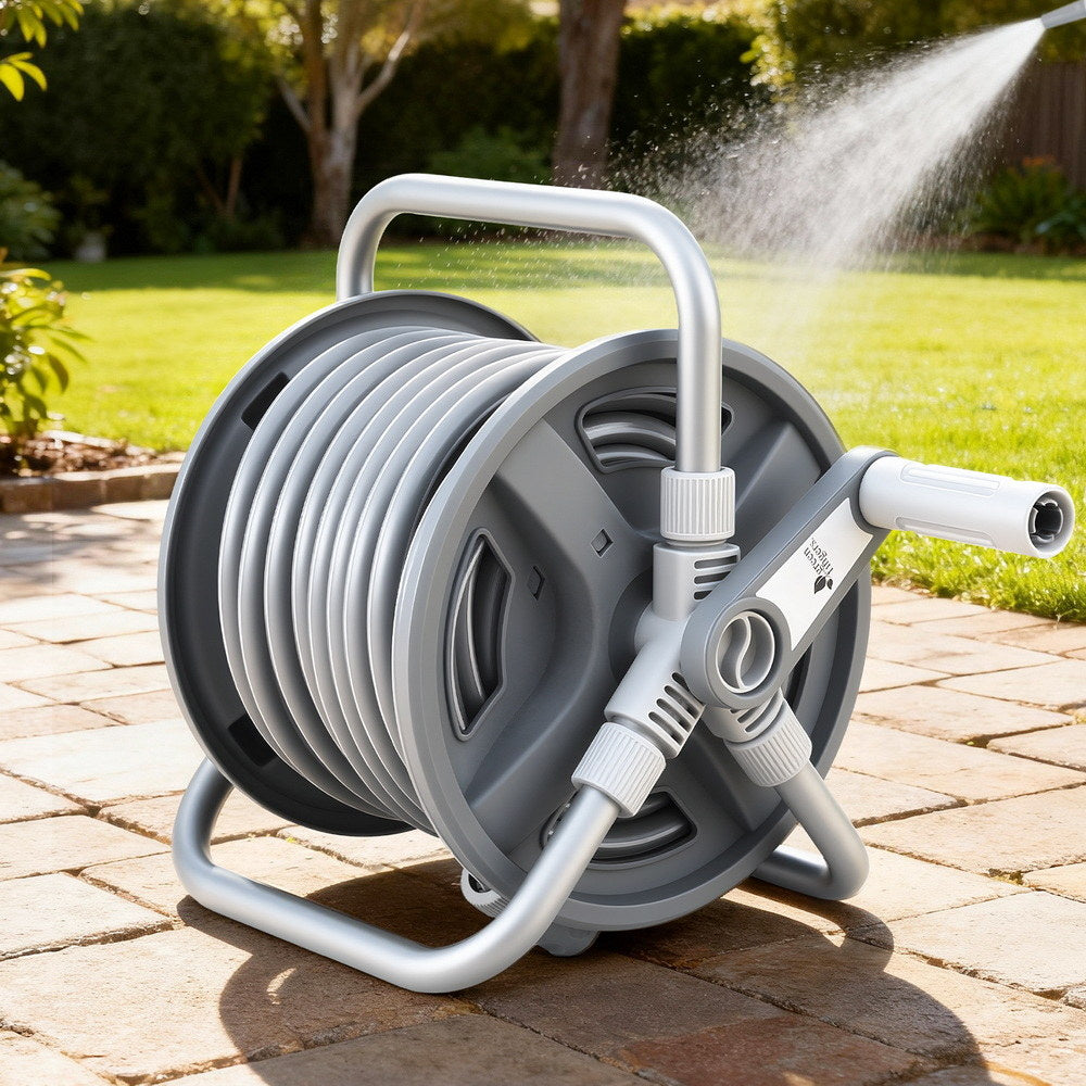 Green Fingers 20m Retractable Garden Hose Reel Heavy Duty 1/2" Hose Auto Rewind - Image 7