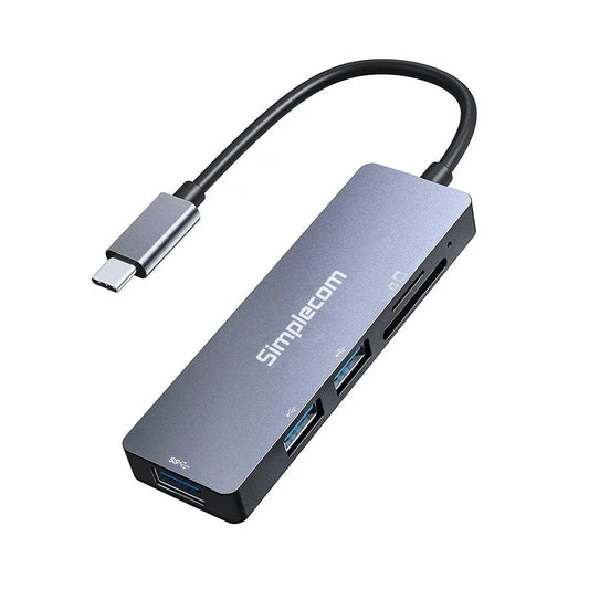 Simplecom CH255 USB-C 5-in-1 Multiport Adapter 3-Port USB-A Hub with SD MicroSD Card Reader - USB...
