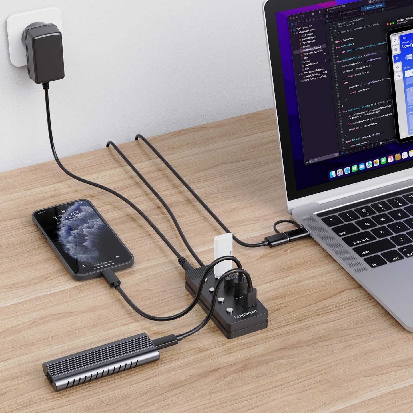 Simplecom CH345C SuperSpeed USB-A and USB-C to 4-Port USB 3.0 Hub 5Gbps Individual Switches and P... - Image 4