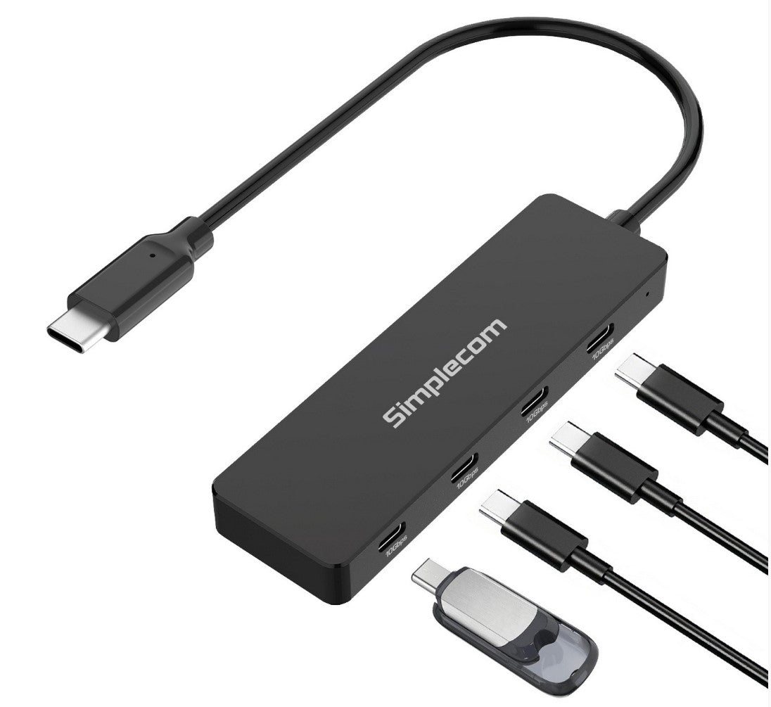 Simplecom CH384 USB-C to 4-Port USB-C Data Hub USB 3.2 Gen 2 10Gbps - USB, Bluetooth  IEEE - Image 2