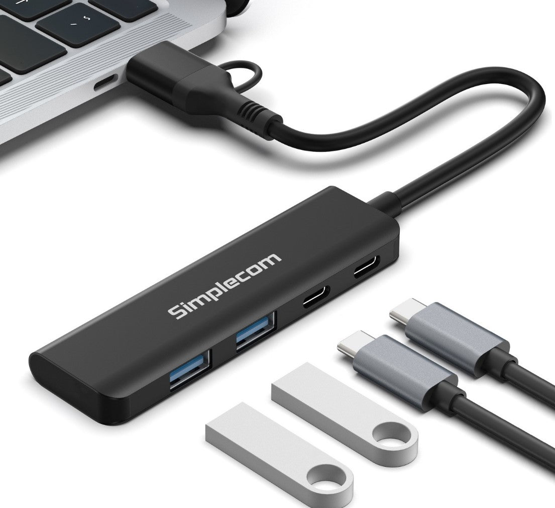 Simplecom CH385 SuperSpeed USB-A and USB-C 4-Port Combo Hub USB 3.2 Gen 1 (2x USB-A and 2x USB-C... - Image 2