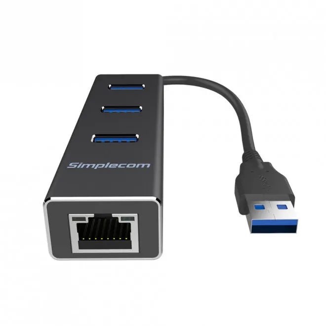 (LS)Simplecom CHN410 Black Aluminium 3 Port USB 3.0 HUB with Gigabit Ethernet Adapter 1000Mbps fo... - Image 2