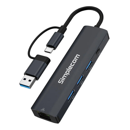 Simplecom CHN436 USB-C and USB-A to 4-Port USB HUB with Gigabit Ethernet Adapter - USB, Bluetooth... - Image 2