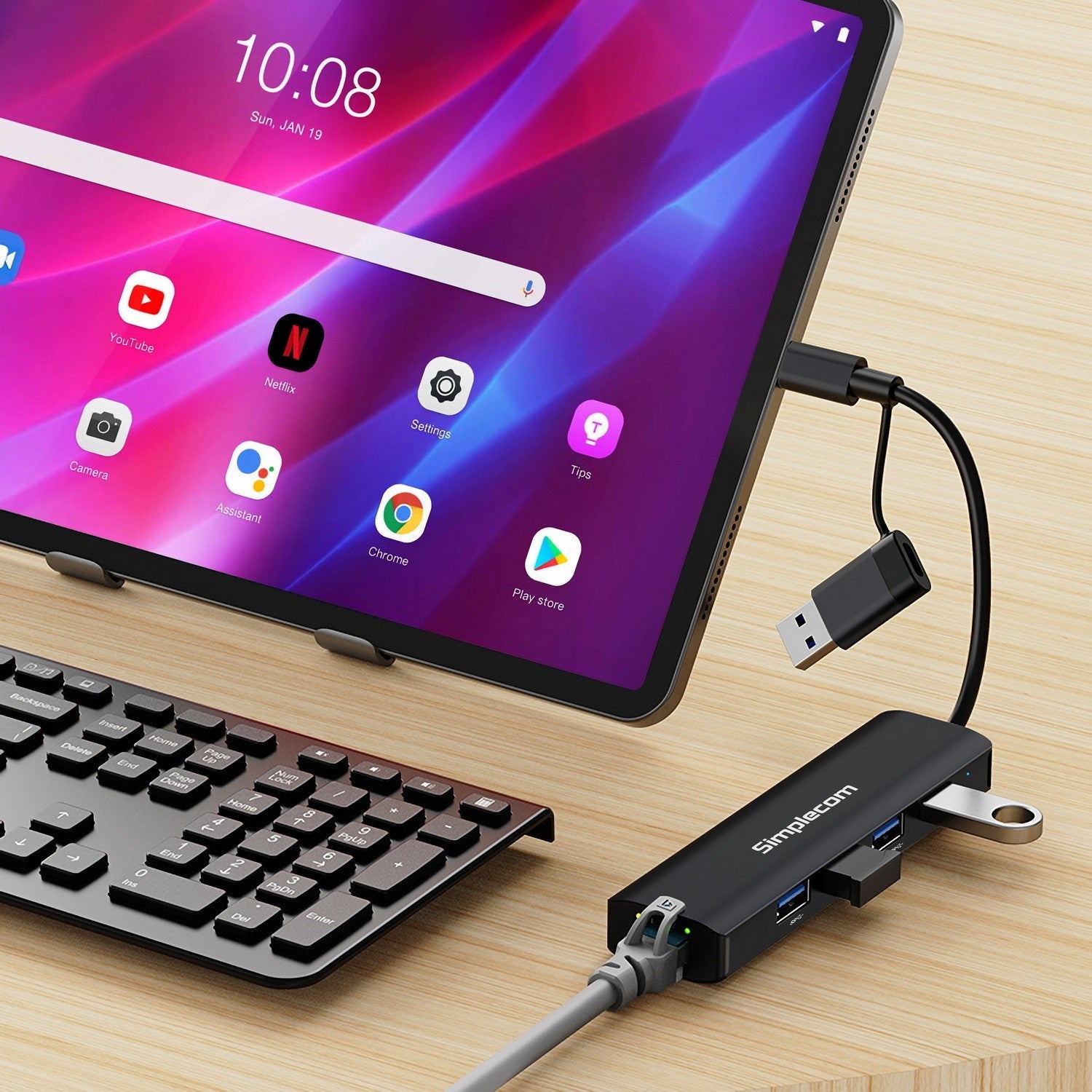 Simplecom CHN436 USB-C and USB-A to 4-Port USB HUB with Gigabit Ethernet Adapter - USB, Bluetooth... - Image 4