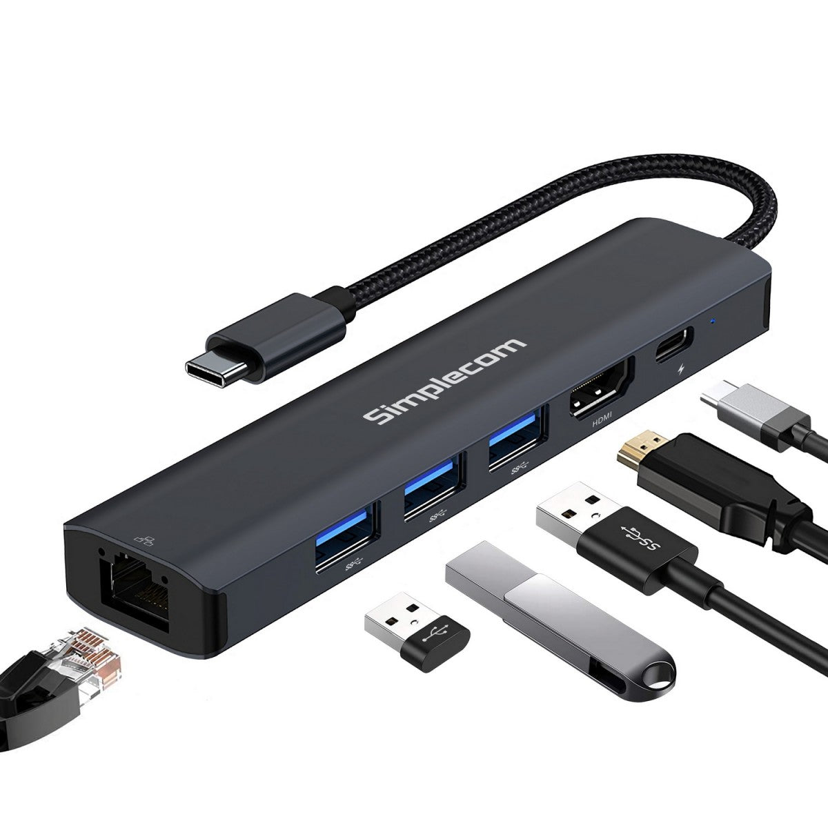 (LS) Simplecom CHN560 USB-C SuperSpeed 6-in-1 Multiport Adapter Docking Station