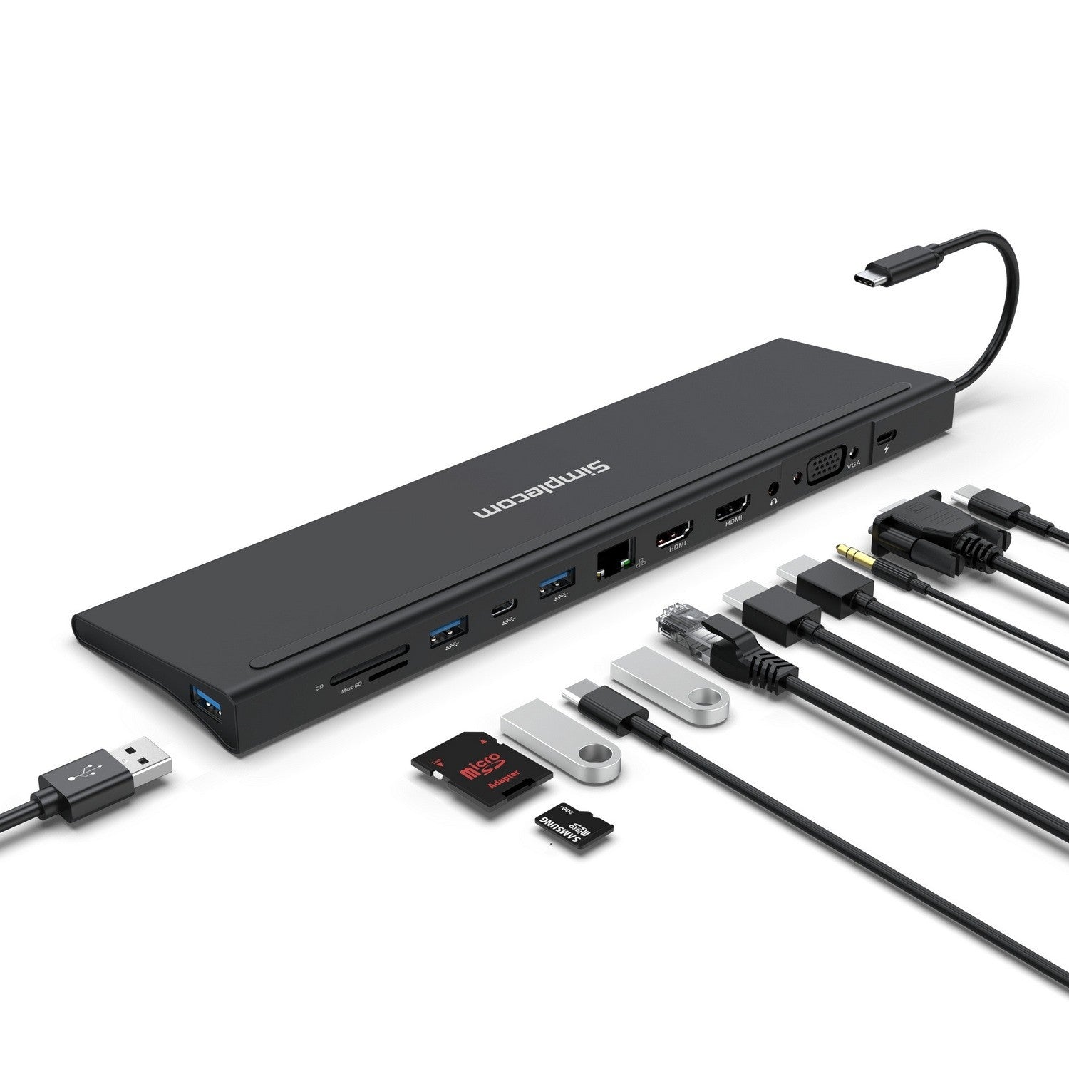 Simplecom CHN622 USB-C 12-in-1 Multiport Docking Station Laptop Stand Dual HDMI + VGA Triple Disp...