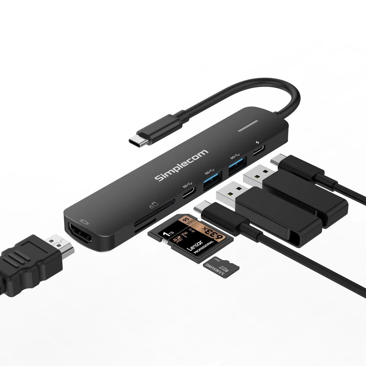 Simplecom CHT570 USB-C SuperSpeed 7-in-1 Multiport Hub Adapter HDMI 2.0 Docking Station - Noteboo... - Image 2