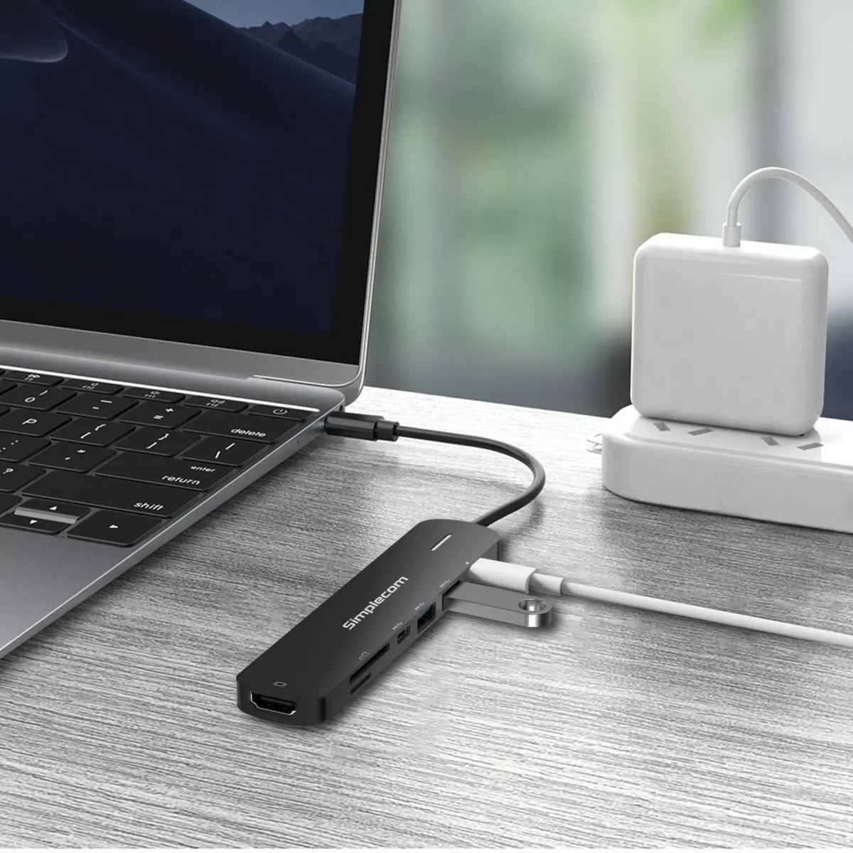 Simplecom CHT570 USB-C SuperSpeed 7-in-1 Multiport Hub Adapter HDMI 2.0 Docking Station - Noteboo... - Image 3