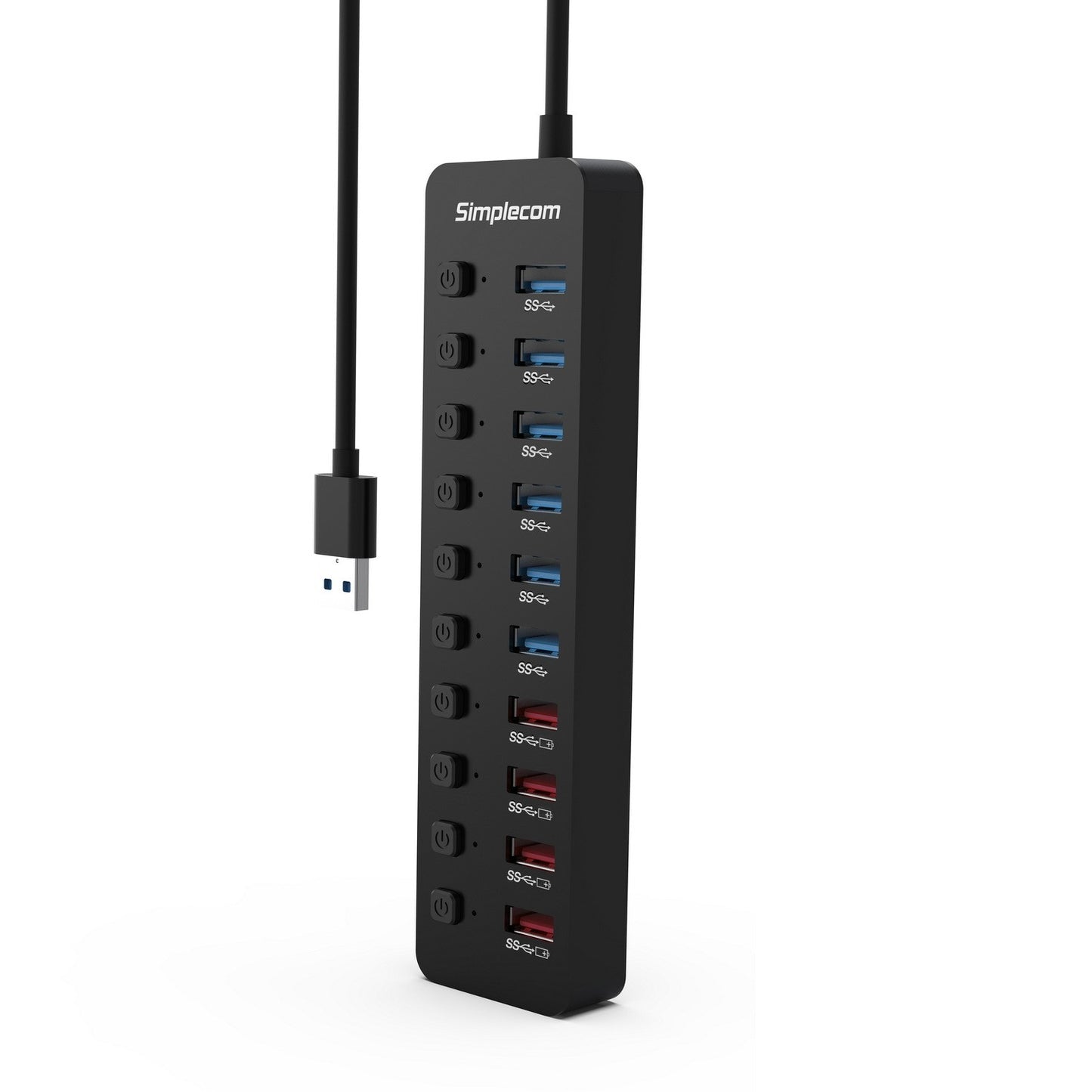 Simplecom CHU810 48W 10-Port USB 3.0 Hub and Charger with Individual Switches 12V/4A Power Adapte... - Image 3