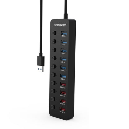 Simplecom CHU810 48W 10-Port USB 3.0 Hub and Charger with Individual Switches 12V/4A Power Adapte... - Image 3