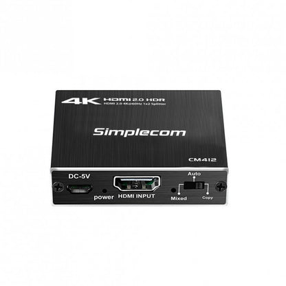 Simplecom CM412 HDMI 2.0 1x2 Splitter 1 IN 2 Out 4K@60Hz HDR10 2 Port HDMI Duplicator - USB, Blue... - Image 2