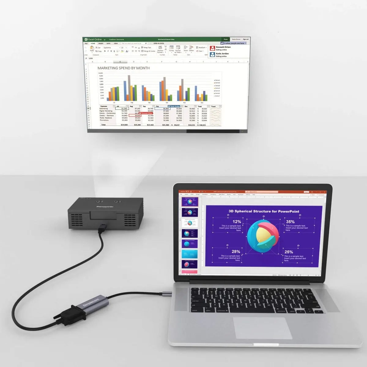 Simplecom DA104 USB-C to VGA Adapter Full HD 1080p - USB, Bluetooth  IEEE - Image 4
