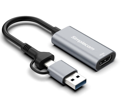 Simplecom DA306C USB 3.0 and USB-C to HDMI Video Card Adapter Full HD 1080p - USB, Bluetooth  IEEE