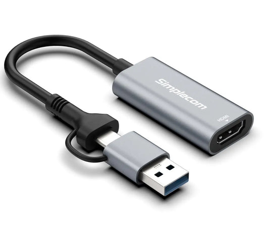 Simplecom DA306C USB 3.0 and USB-C to HDMI Video Card Adapter Full HD 1080p - USB, Bluetooth  IEEE