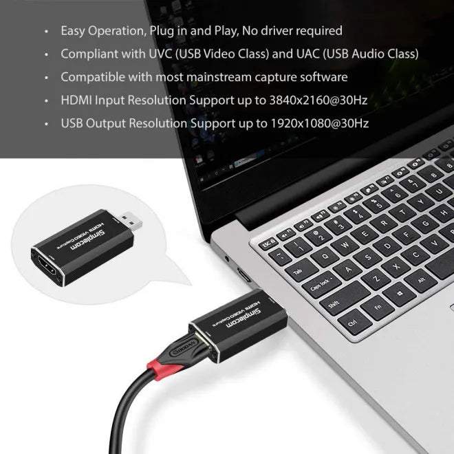 Simplecom DA315 HDMI to USB 2.0 Video Capture Card Full HD 1080p for Live Streaming Recording - E... - Image 4