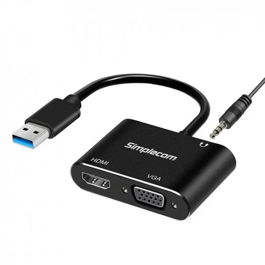 (LS)Simplecom DA316A USB to HDMI + VGA Video Card Adapter with 3.5mm Audio - USB, Bluetooth  IEEE