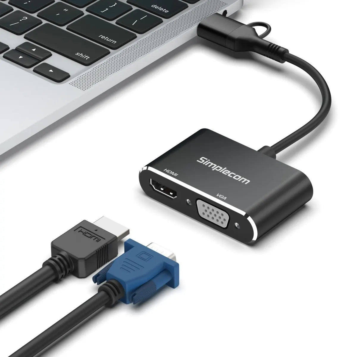 Simplecom DA326C USB 3.0 and USB-C to HDMI + VGA Video Card Adapter Full HD 1080p - Network - Con... - Image 2