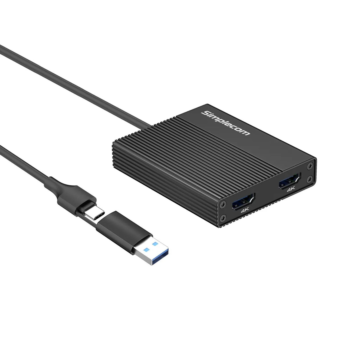 Simplecom DA369 USB 3.0 or USB-C to Dual 4K HDMI 2.0 Display Adapter for 2x 4K@60Hz Extended Scre... - Image 2