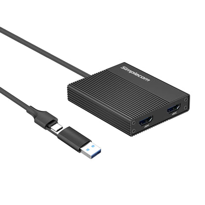 Simplecom DA369 USB 3.0 or USB-C to Dual 4K HDMI 2.0 Display Adapter for 2x 4K@60Hz Extended Scre... - Image 2