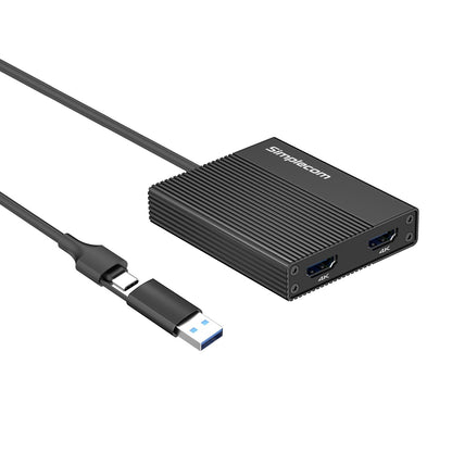Simplecom DA369 USB 3.0 or USB-C to Dual 4K HDMI 2.0 Display Adapter for 2x 4K@60Hz Extended Scre... - Image 2