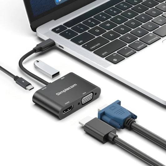 (LS)Simplecom DA440 4-in-1 USB-C Multiport Adapter with Power Delivery USB 3.0 VGA HDMI - USB, Bl... - Image 4