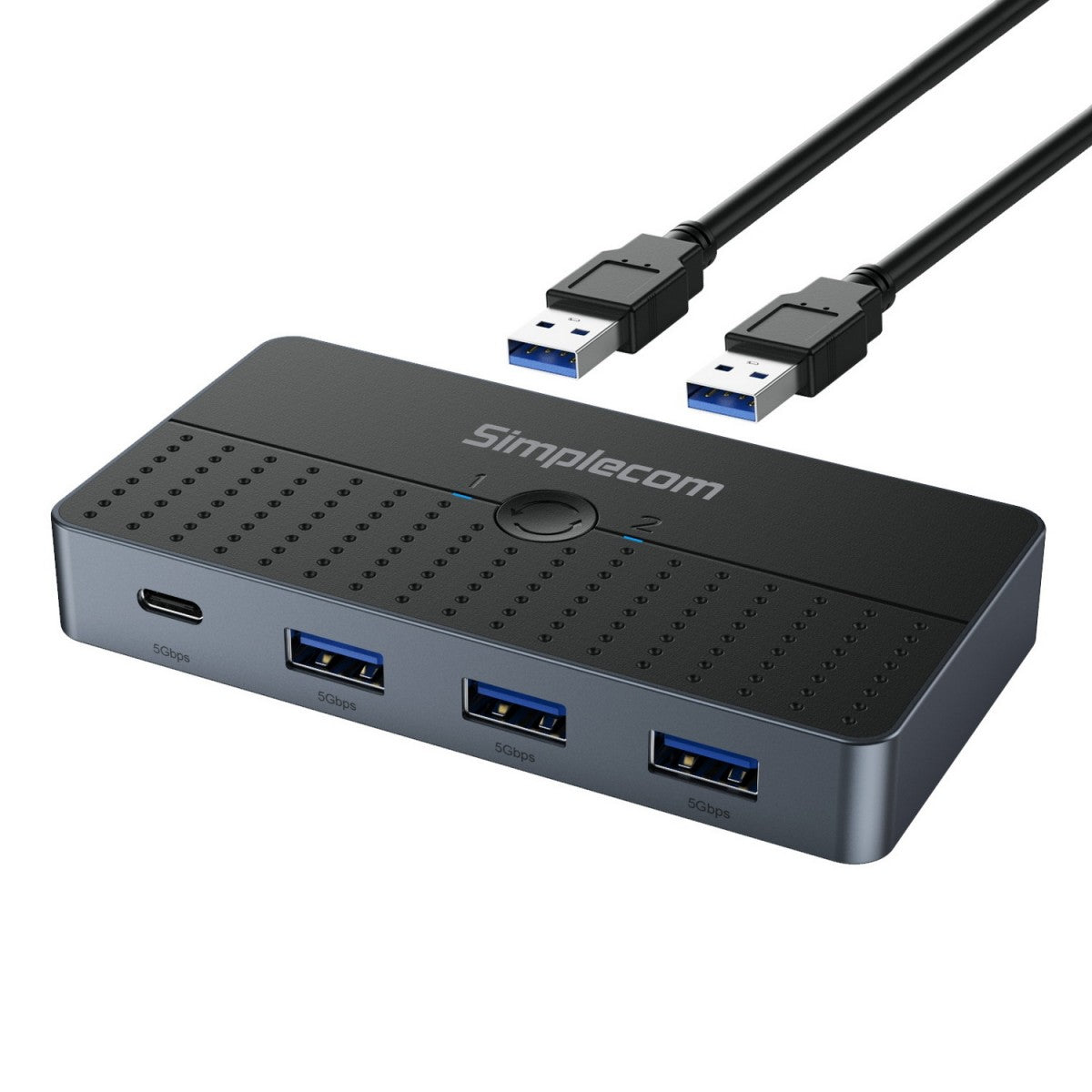 Simplecom KM320 2-Way SuperSpeed USB Switch 4-Port Hub with USB-C USB 3.0 5Gbps - USB, Bluetooth...