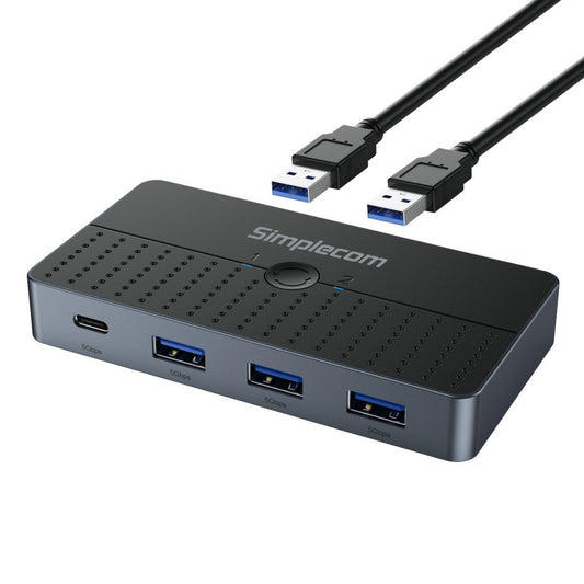 Simplecom KM320 2-Way SuperSpeed USB Switch 4-Port Hub with USB-C USB 3.0 5Gbps - USB, Bluetooth...