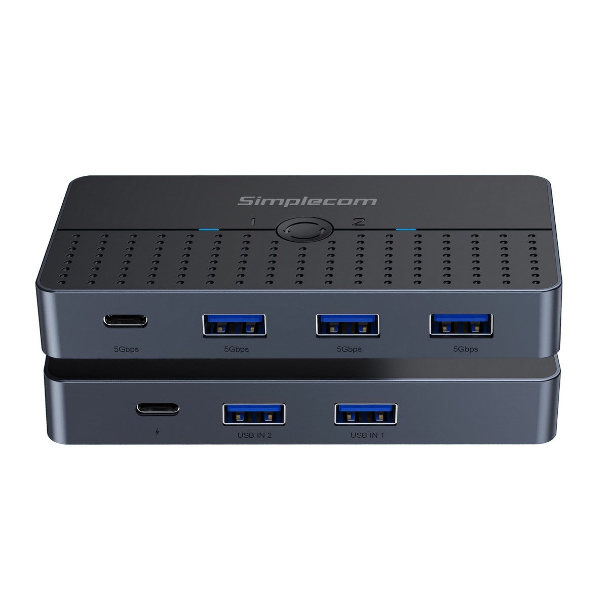 Simplecom KM320 2-Way SuperSpeed USB Switch 4-Port Hub with USB-C USB 3.0 5Gbps - USB, Bluetooth... - Image 2