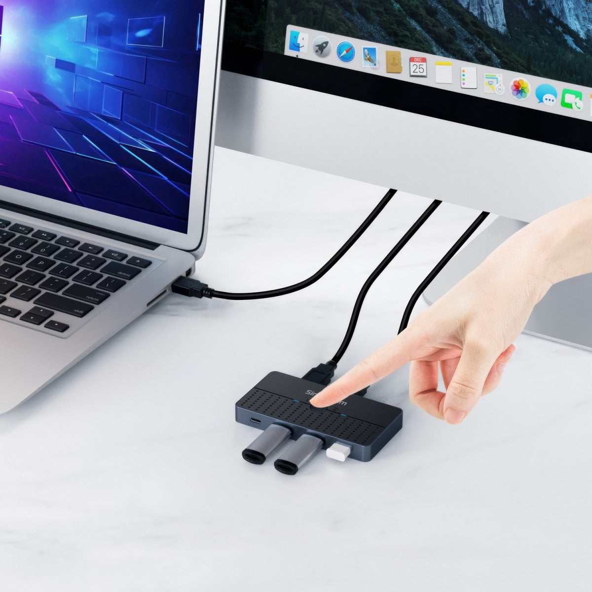 Simplecom KM320 2-Way SuperSpeed USB Switch 4-Port Hub with USB-C USB 3.0 5Gbps - USB, Bluetooth... - Image 4