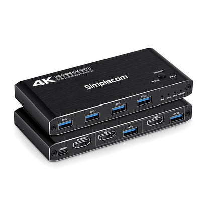 Simplecom KM420 2-Port HDMI KVM Switch HDMI 2.0 4K@60Hz 4-Port USB 3.0 Hub 5Gbps - USB, Bluetooth...