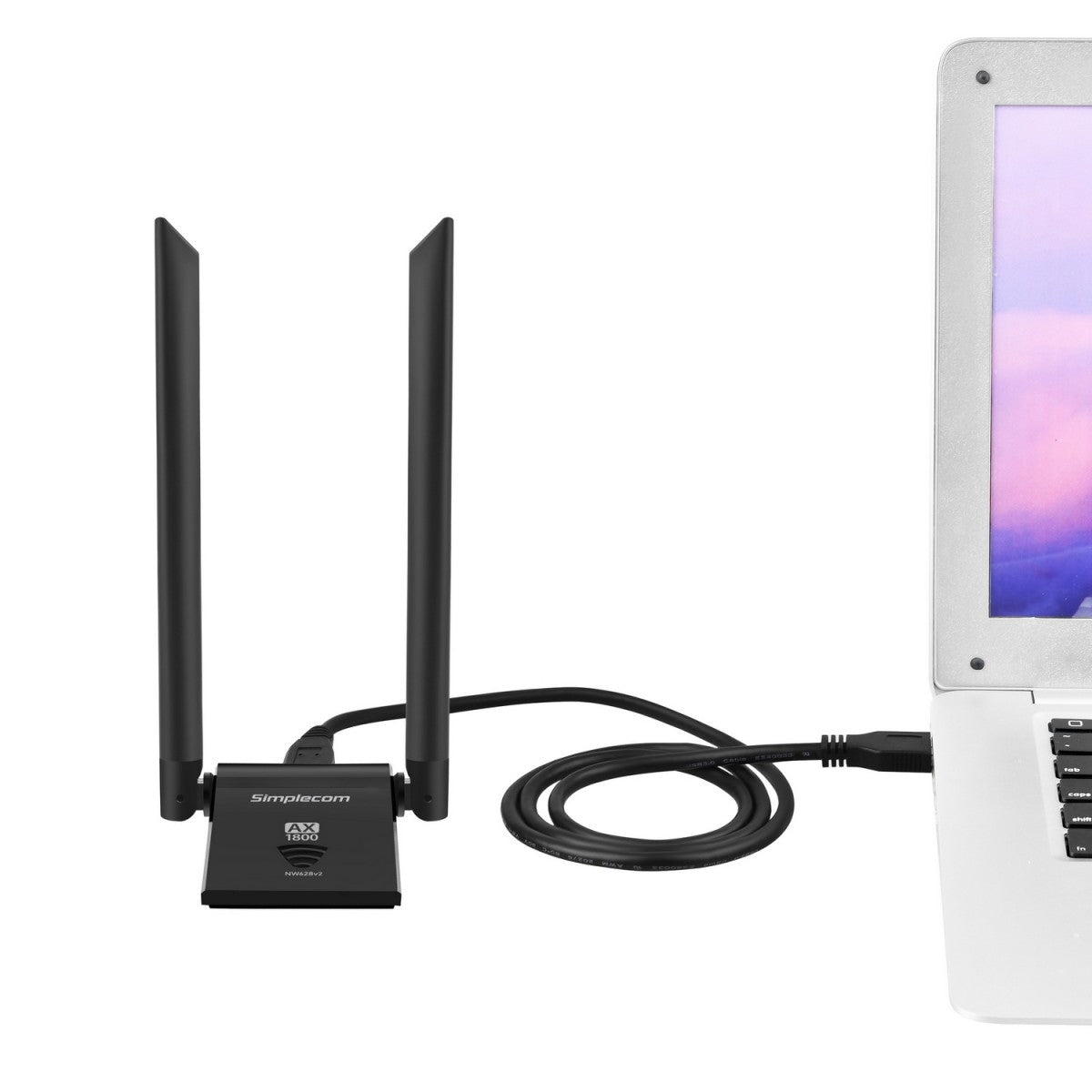 Simplecom NW628v2 AX1800 Dual Band WiFi 6 USB Adapter with 2x 5dBi High Gain Antennas - Network...