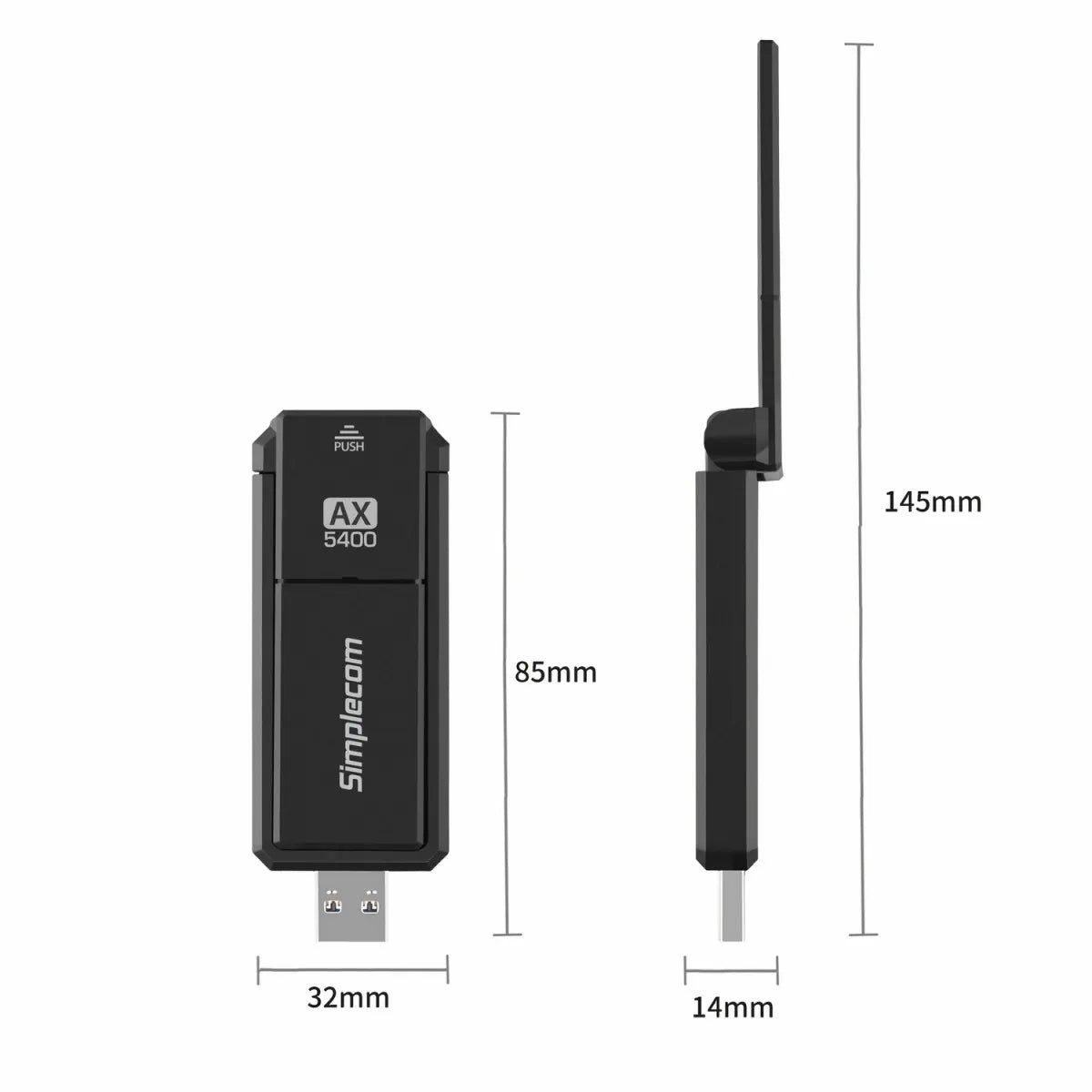 Simplecom NW812v2 AX5400 Tri-Band WiFi 6E USB Adapter, USB 3.2, AX5400, 2.4/5/6GHz, up to 2402Mbp... - Image 3