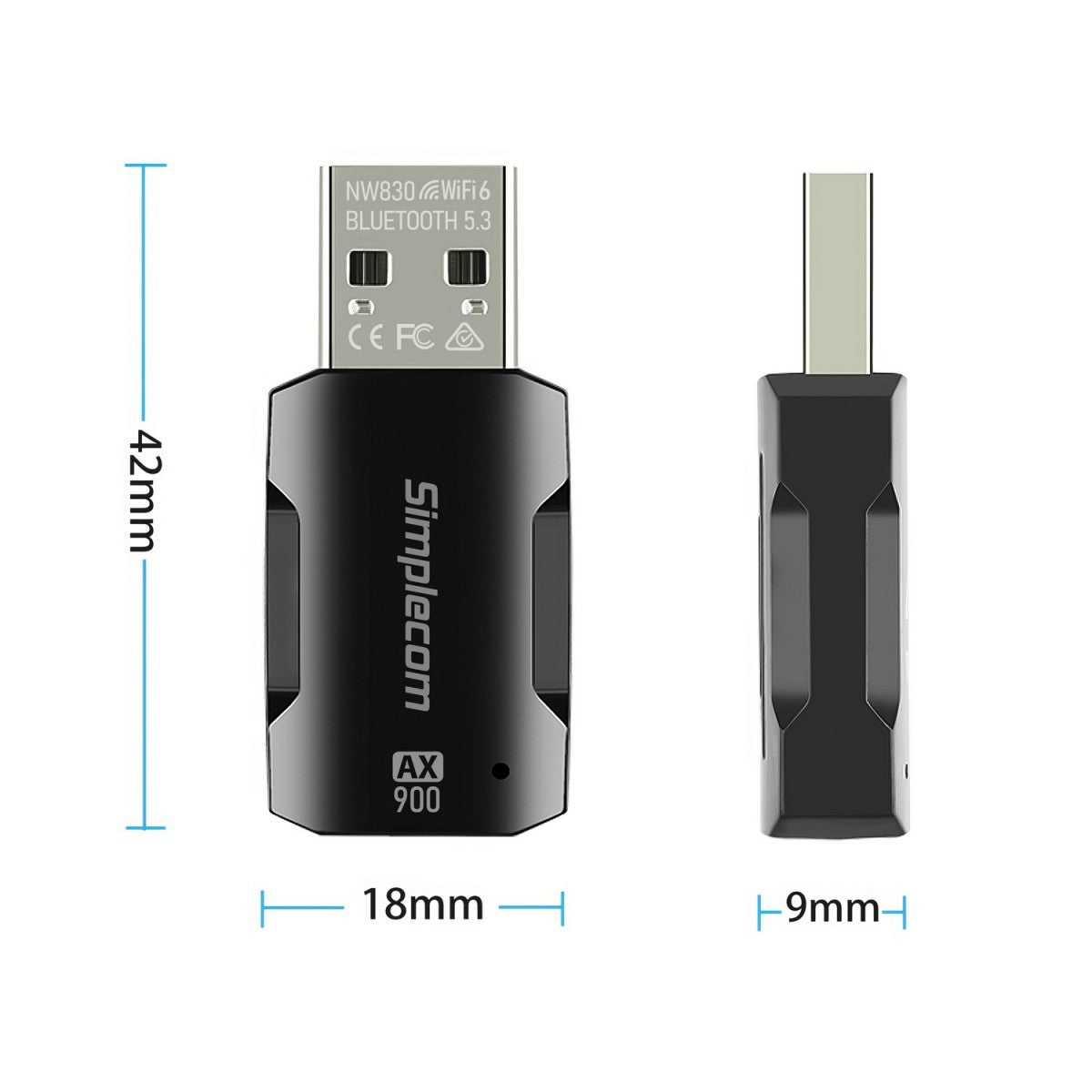 Simplecom NW830 Wi-Fi 6 and Bluetooth 5.3 Combo USB Adapter Dual Band AX900 - Network - Consumer