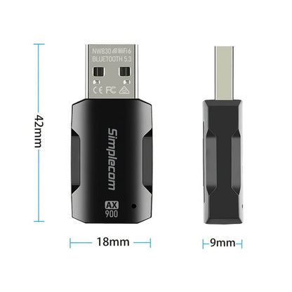 Simplecom NW830 Wi-Fi 6 and Bluetooth 5.3 Combo USB Adapter Dual Band AX900 - Network - Consumer