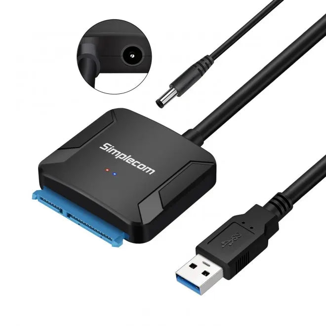 Simplecom SA236 USB 3.0 to SATA Adapter Cable Converter with Power Supply for 2.5'  3.5' HDD SSD...